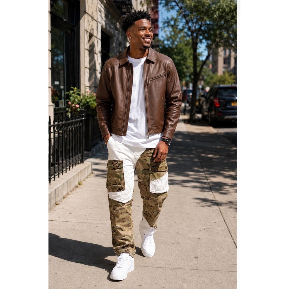 Jordan Craig Sean Legacy Edition Camo White Patchwork Cargo Pants Mens 38x32